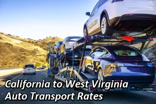 California to West Virginia Auto Transport Rates