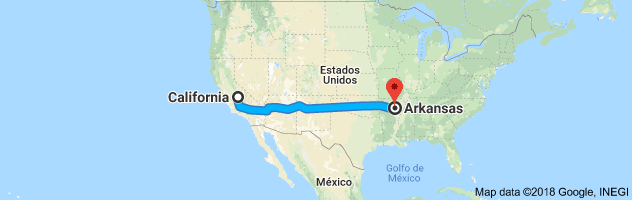 California to Arkansas Auto Transport Route
