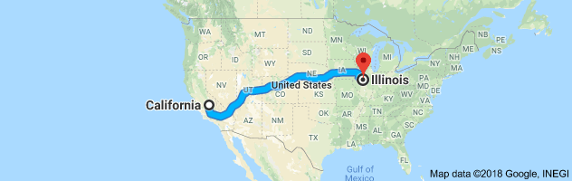 California to Illinois Auto Transport Route