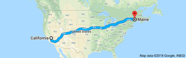 California to Maine Auto Transport Route