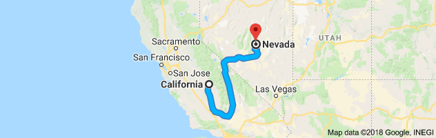 California to Nevada Auto Transport Route