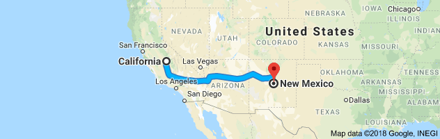 California to New Mexico Auto Transport Route