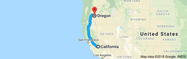 California to Oregon Auto Transport Route