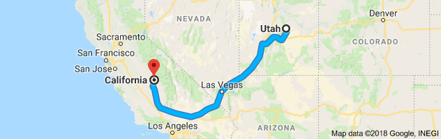 California to Utah Auto Transport Route